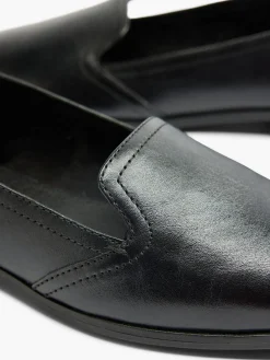 Black Leather Flat Loafer