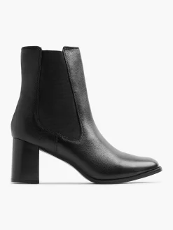 Black Leather Heeled Chelsea Boot