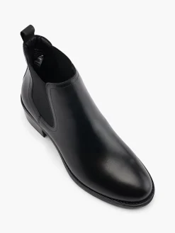 Black Leather Heeled Chelsea Boot