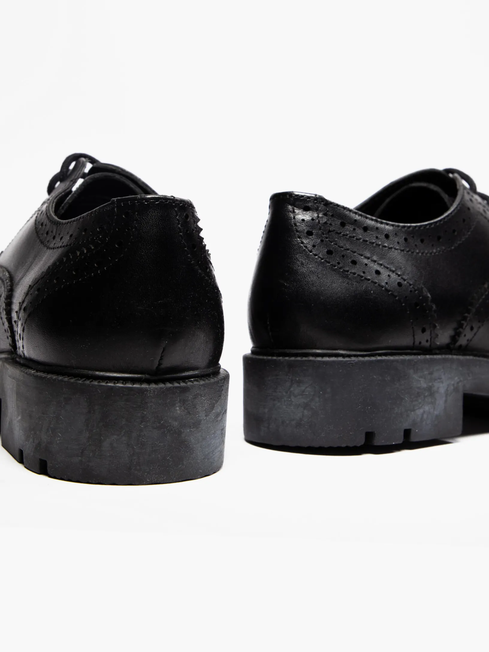 Black Leather Lace Up Brogues