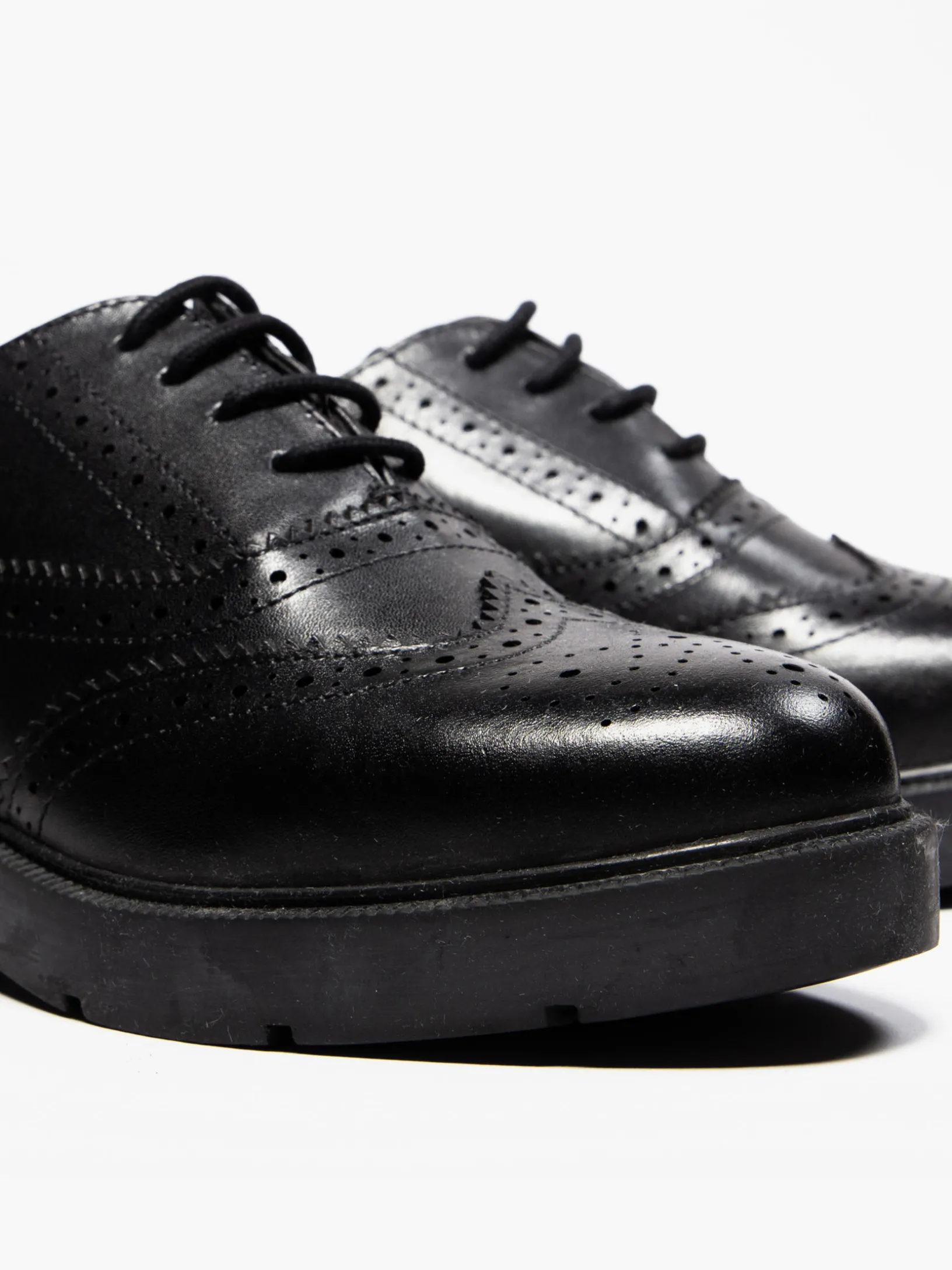 Black Leather Lace Up Brogues