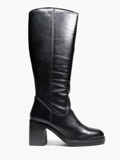 Black Leather Platform Long Leg Boot