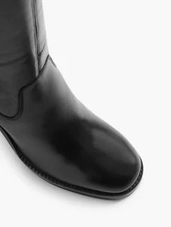 Black Leather Platform Long Leg Boot