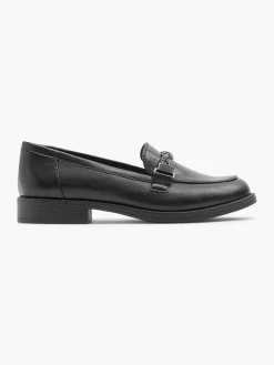 Black Loafer with Diamante Braided Detail