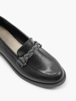 Black Loafer with Diamante Braided Detail