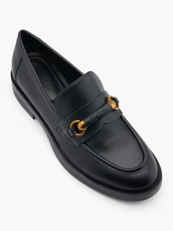Black Loafer with Metal Link Detail