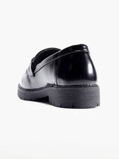 Black Loafers with Metal Link Detail