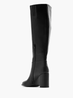 Black Long Leg Block Heeled Boot
