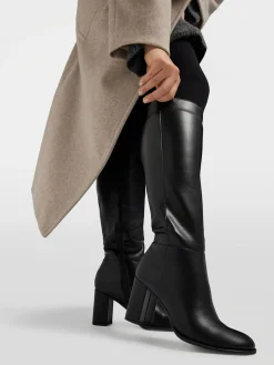 Black Long Leg Block Heeled Boot