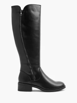 Black Long Leg Boot with Zipper Detail