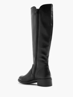 Black Long Leg Boot with Zipper Detail