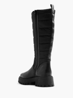 Black Long Leg Boot with Quilted Panelling