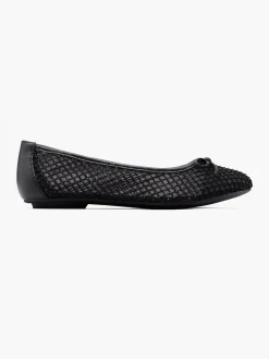 Black Mesh Embellished Ballet Slipper