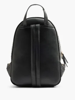 Black Monogram Embossed Backpack with Metallic Detail