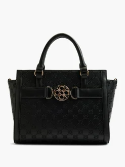 Black Monogram Embossed Tote Bag