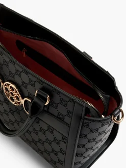 Black Monogram Embossed Tote Bag