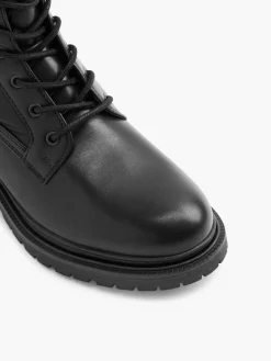 Black Panelled Lace Up Boot