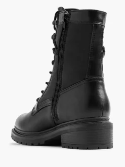 Black Panelled Lace Up Boot