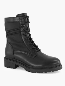 Black Panelled Lace Up Boot