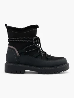 Black Panelled Lace Up Hiker Boot