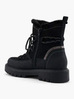 Black Panelled Lace Up Hiker Boot