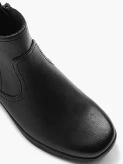 Black Panelled Wedge Boot