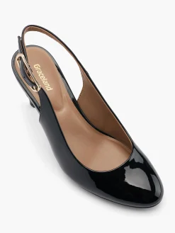 Black Patent High Heel with Buckle Detail