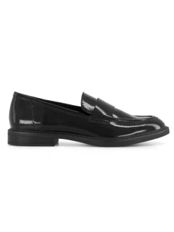 Black Patent Plain Flat Loafer