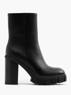 Black Platform Heeled Ankle Boot