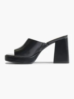 Black Platform Heeled Mule