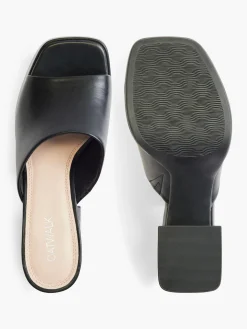 Black Platform Heeled Mule