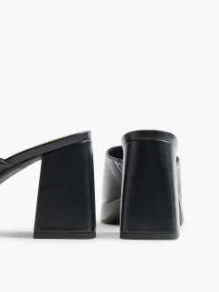 Black Platform Heeled Mule