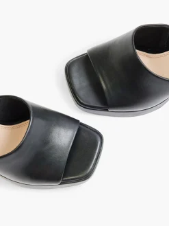 Black Platform Heeled Mule