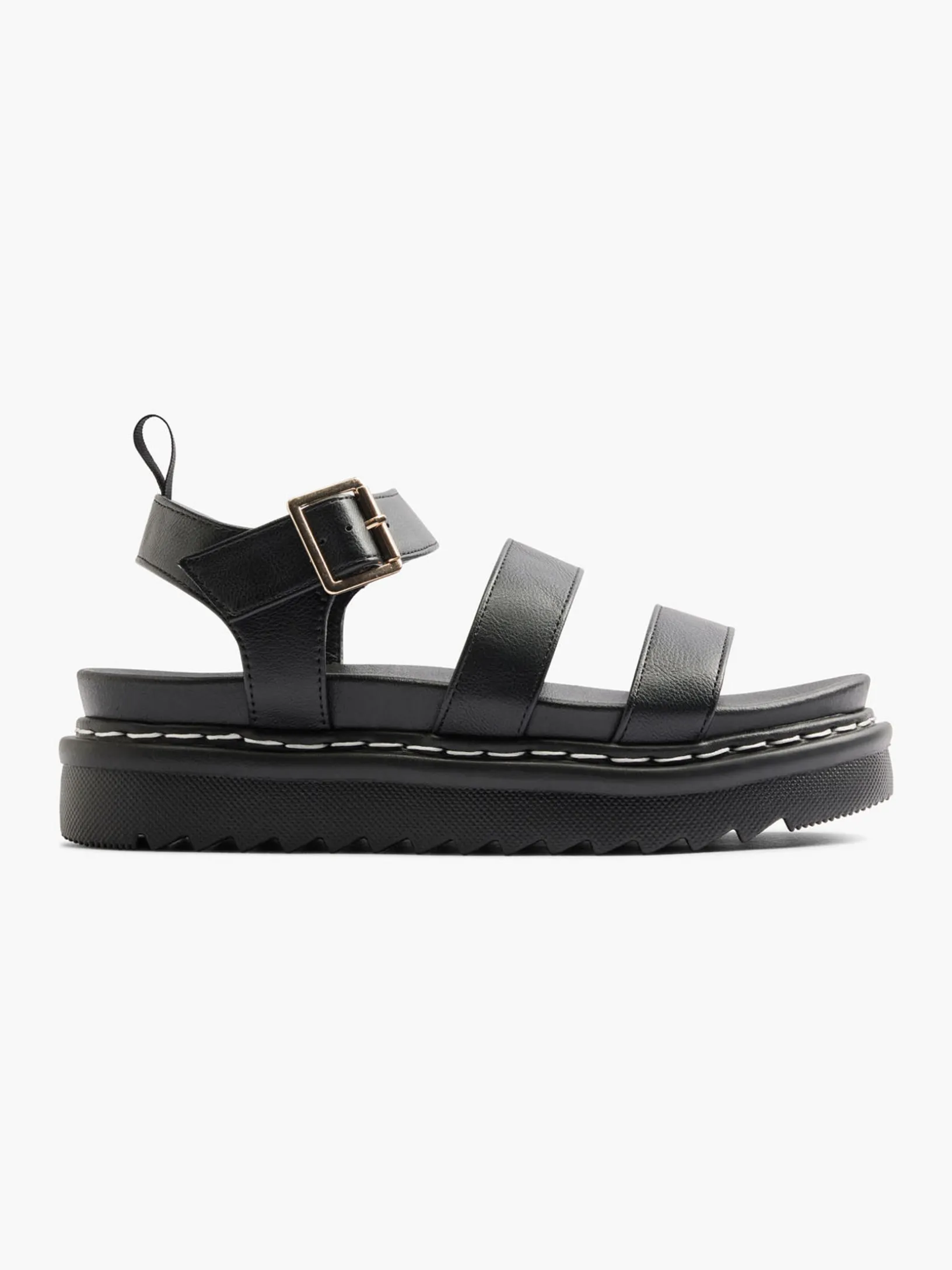 Black Platform Sandals with Contrasting Stitching