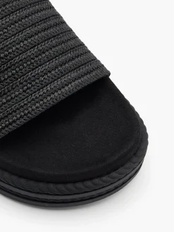 Black Platform Slip On Footbed Sandal