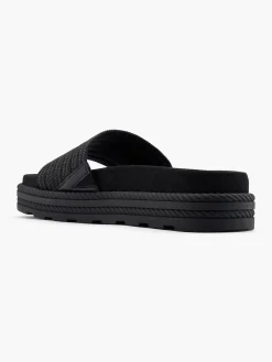 Black Platform Slip On Footbed Sandal