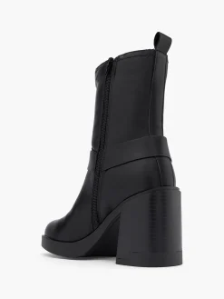 Black Platformed Heeled Biker Boot