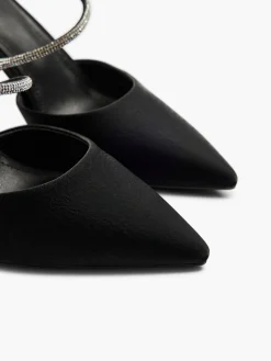 Black Pointed Toe Stiletto Heel with Diamante Straps