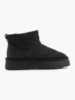 Black Quilted Platform Warm Lined Ankle Boot