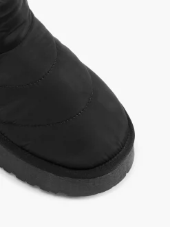 Black Quilted Platform Warm Lined Ankle Boot