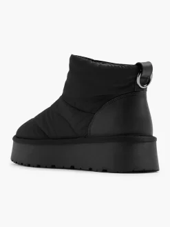 Black Quilted Platform Warm Lined Ankle Boot