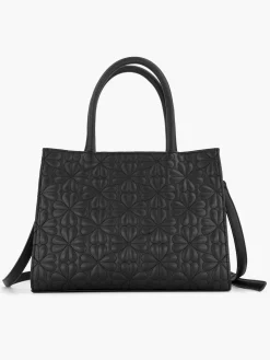 Black Quilted Tote Bag with Bow Decoration