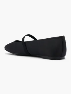 Black Satin Ballet Pump with Elasticated Strap