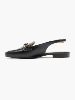 Black Slingback Ballerina Flat with Chain Detail