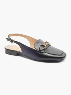Black Slingback Ballerina Flat with Chain Detail