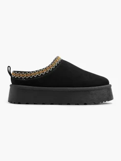 Black Slip On Shoe With Embroidery Detail