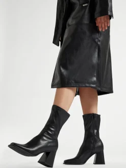 Black Square Toe Heeled Boot