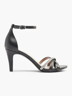 Black Stiletto Heel with Silver Strap Detail