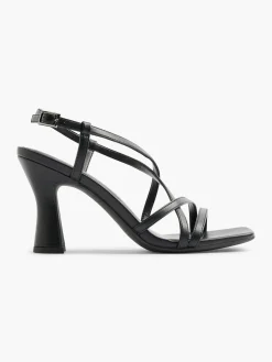 Black Strappy Flared Heel