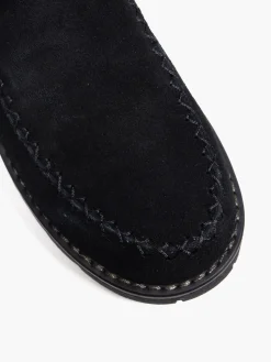 Black Suede Ankle Boot with Faux Fur Lining